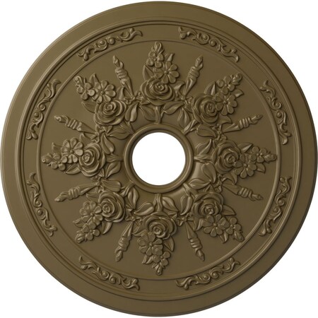 Ekena Millwork Rose and Ribbon Ceiling Medallion (Canopies up to 4"), 23 5/8"OD x 4"ID x 1 1/2"P, Mississippi Mud CM23ROMMF